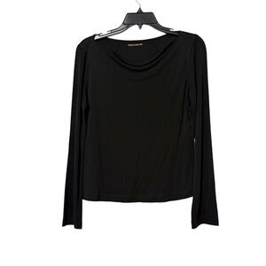Charles Chang-Lima Black Cowl Neck Long Sleeve Shirt Neutral Classic Old Money